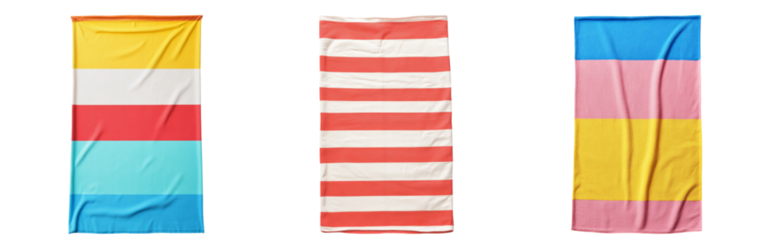 Beach Towels Displayed on a White  Isolated on transparent background