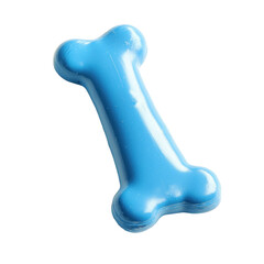 Fototapeta premium Blue rubber dog bone toy on white background isolated on png transparent background, cut out
