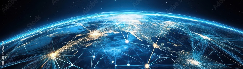 Fototapete Globe with network of connected lines illustrating global communication and connectivity