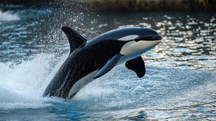 Obraz premium Majestic Orca Leaping from the Ocean