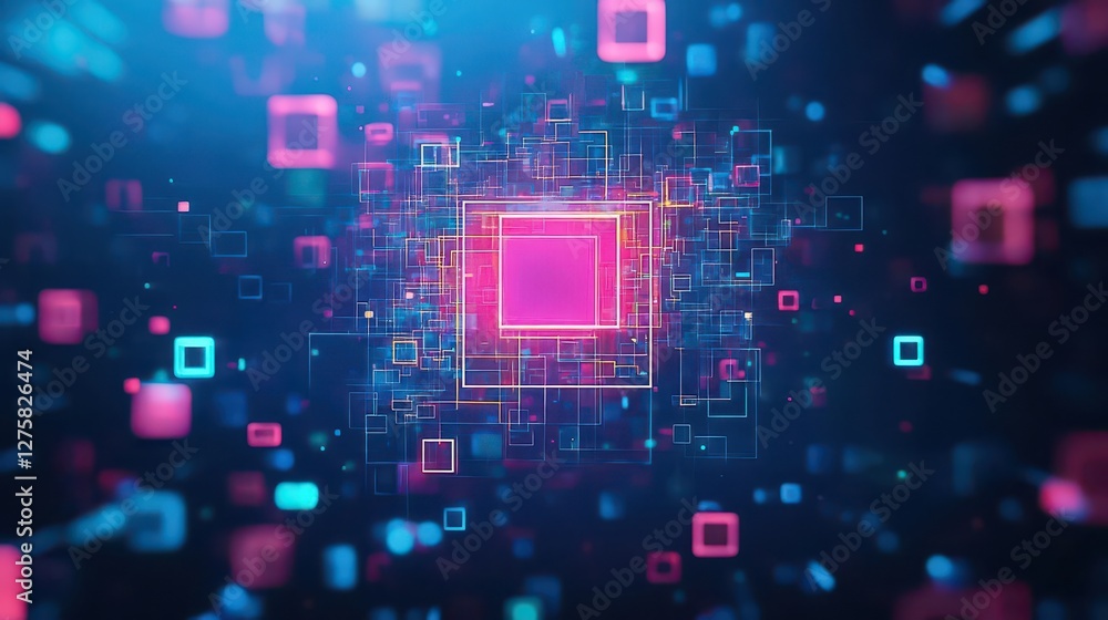 Fototapete colorful geometric background with various sized squares in vibrant hues and patterns