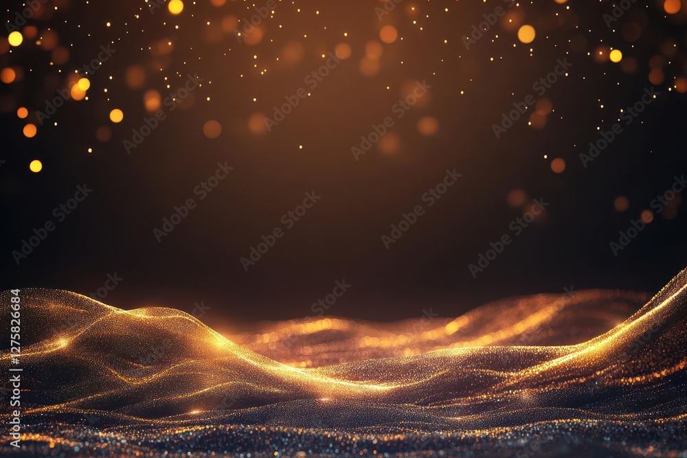 Poster Gold background with soft blur of light creating an elegant and warm atmosphere for design purposes
