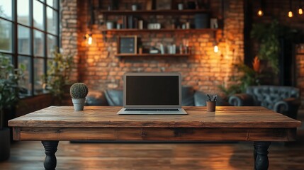 A futuristic laptop screen displaying a digital network of glowing blue icons and data points against a dark background