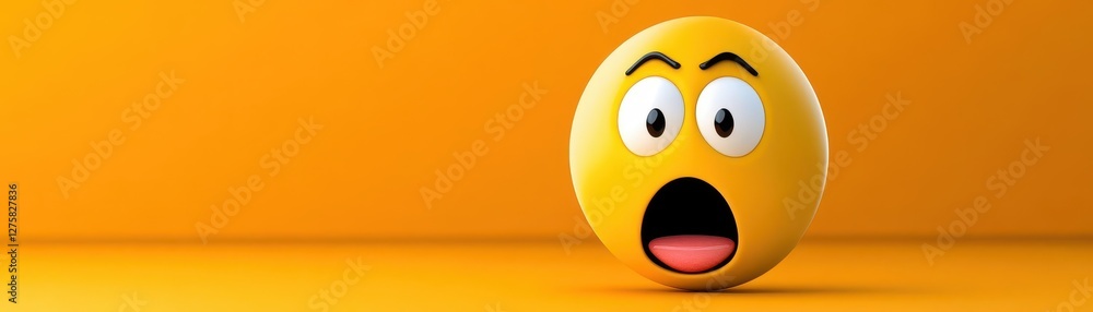 Poster Egg with a surprised facial expression on a plain background in a fun and quirky design