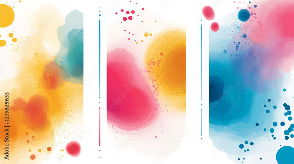 Poster set of abstract template banner with color circles