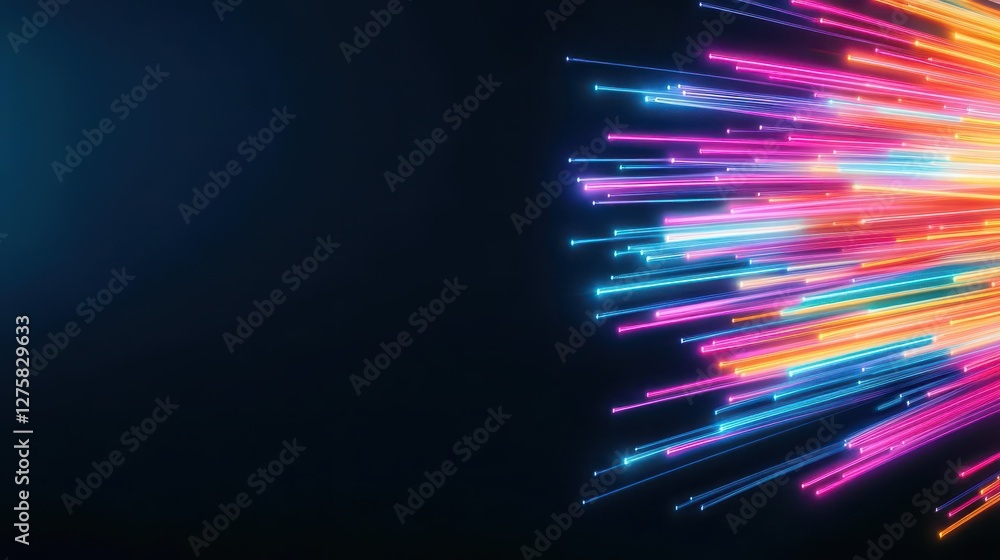 Poster Bright light streaking through dark background creating a contrasting visual effect