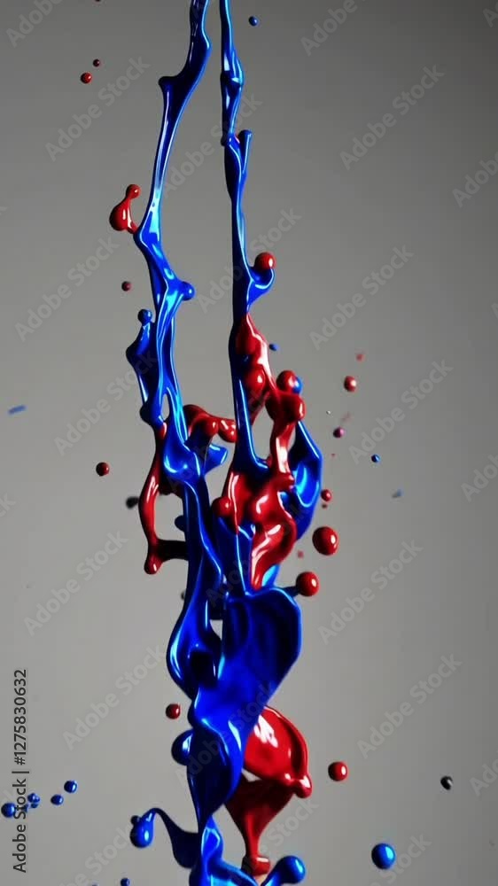 Poster dynamic dance of colorful paint splashes creating abstract 3d art with vivid motion