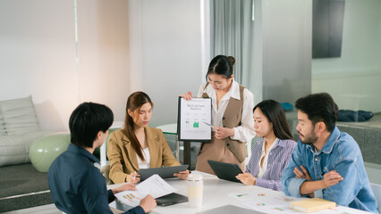 Business meeting with diverse professionals discussing solutions and goals Leader Teamwork stratup