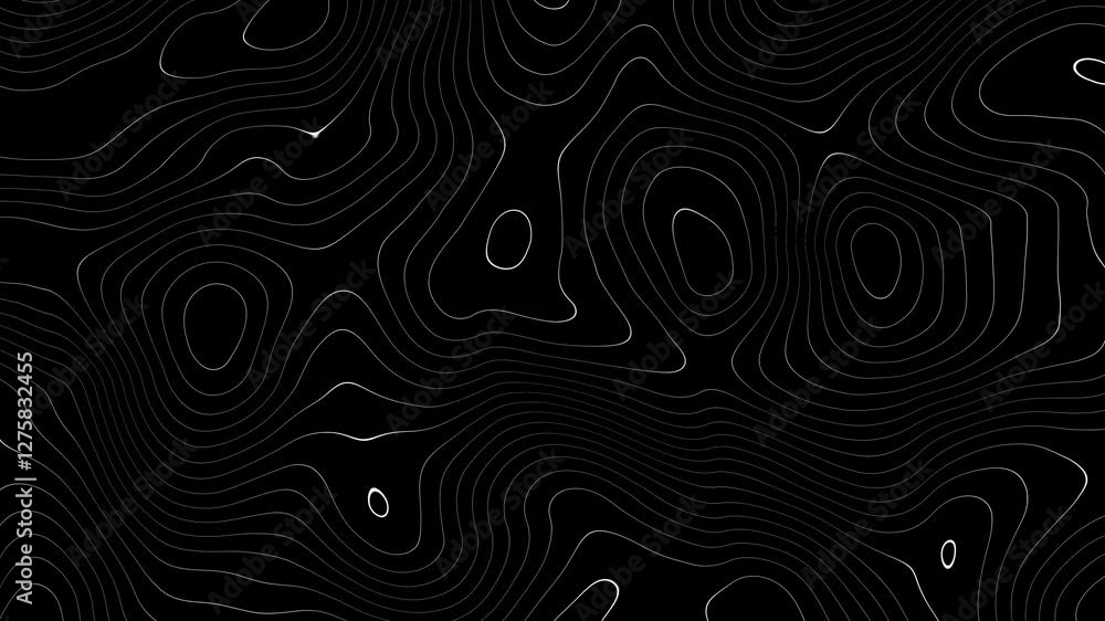 Poster Colorful lines with a black background moving slowly and irregularly to form an abstract shape, ideal for use as background