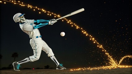 Skeleton Playing Baseball