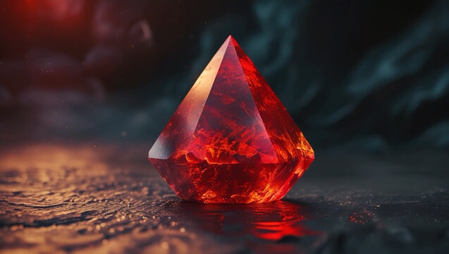 Close-Up of Red Magic Philosopher's Stone: A Mystical Symbol of Alchemy and Power