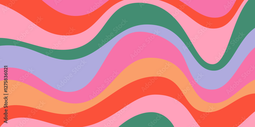 Leinwandbilder abstract wavy geometric y2k texture vector design. cool trendy groovy curvy pattern. psychedelic tri