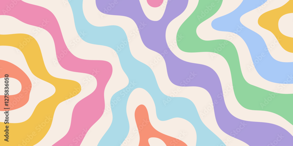 Leinwandbilder abstract wavy geometric y2k texture vector design. cool trendy groovy curvy pattern. psychedelic tri