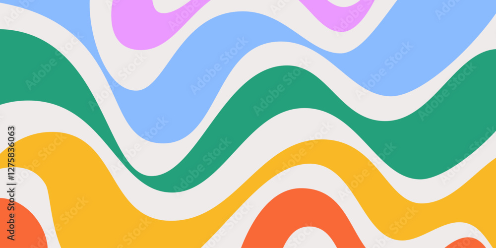 Leinwandbilder abstract wavy geometric y2k texture vector design. cool trendy groovy curvy pattern. psychedelic tri