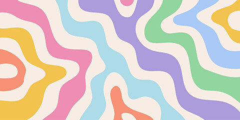 Abstract Wavy Geometric Y2k Texture Vector Design. Cool Trendy Groovy Curvy Pattern. Psychedelic Trippy Liquid Colorful Backdrop.