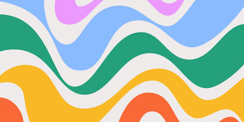 Abstract Wavy Geometric Y2k Texture Vector Design. Cool Trendy Groovy Curvy Pattern. Psychedelic Trippy Liquid Colorful Backdrop.