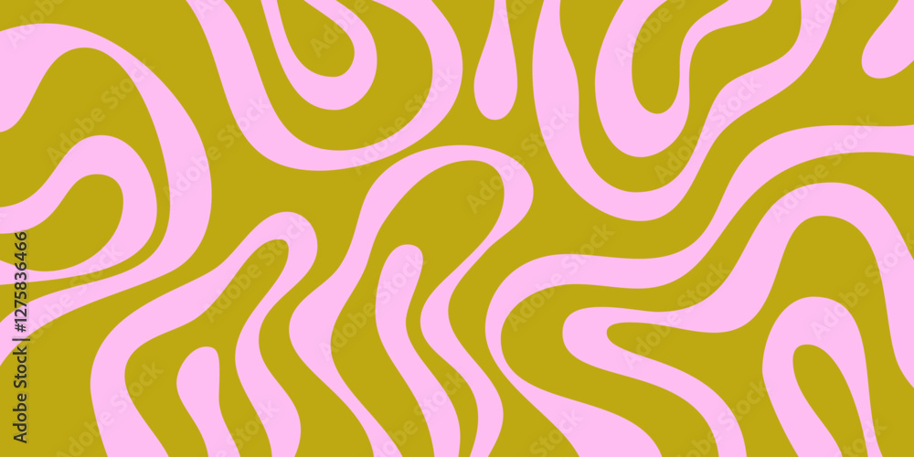 Fototapete Abstract Wavy Geometric Y2k Texture Vector Design. Cool Trendy Groovy Curvy Pattern. Psychedelic Trippy Liquid Colorful Backdrop.