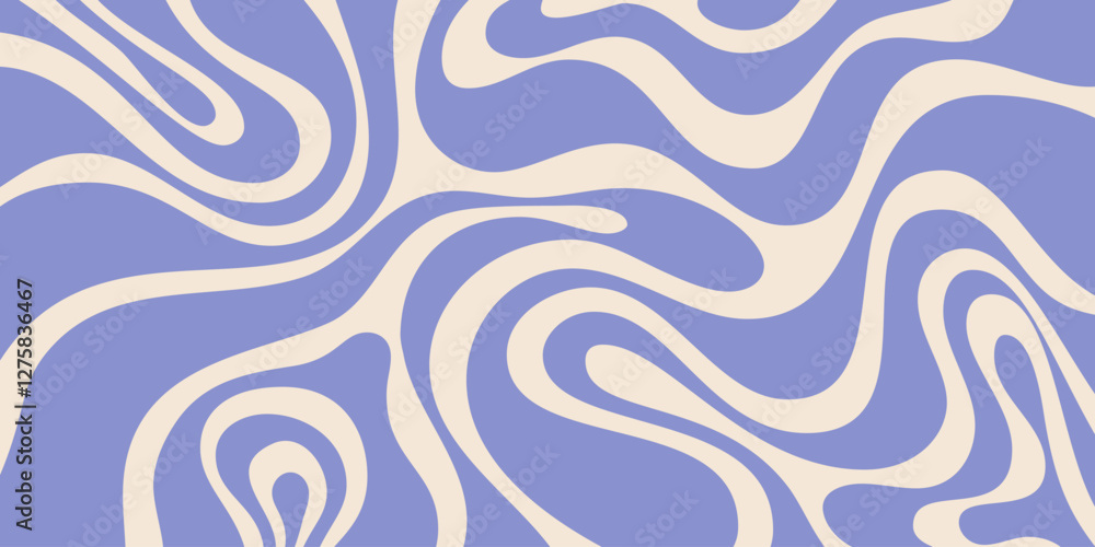 Fototapete Abstract Wavy Geometric Y2k Texture Vector Design. Cool Trendy Groovy Curvy Pattern. Psychedelic Trippy Liquid Colorful Backdrop.