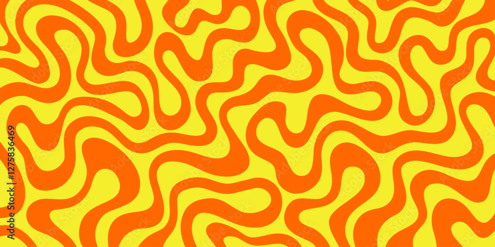 Fototapete Abstract Wavy Geometric Y2k Texture Vector Design. Cool Trendy Groovy Curvy Pattern. Psychedelic Trippy Liquid Colorful Backdrop.