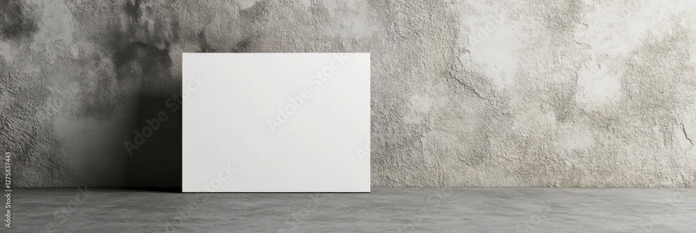 Aufkleber blank greeting card mockup displayed against a textured wall in a minimalist setting with ample spac