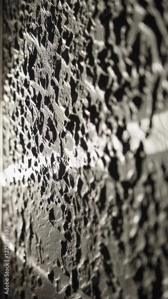 Poster Dynamic light patterns on textured surface creating abstract shadows