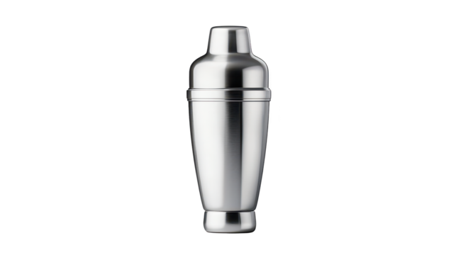 Elegant stainless steel cocktail shaker on black, a modern bartending essential for crafting exquisite drinks