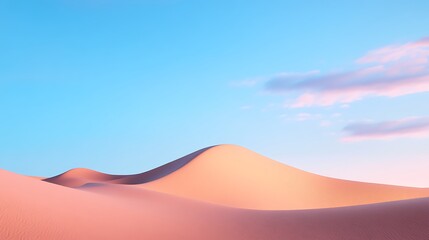 Pastel sand dunes under a clear blue sky.