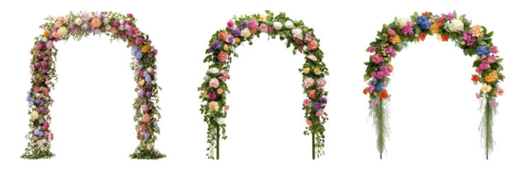 Floral Wedding Arches for Celebrations Isolated on transparent background