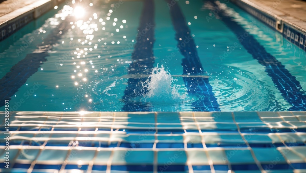 Poster summer swimming pool with sparkling water and blue tiled swim lanes creating a refreshing and inviti