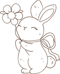 Cute Bunny With Strawberry 