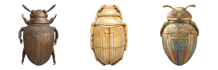 Ancient Insect Artifacts in Museum Collection Isolated on transparent background