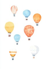 Naklejka premium Colorful hot air balloons floating in a clear blue sky.