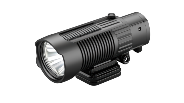 Powerful flashlight beam cutting through darkness, essential for nighttime adventures, safety and emergencies