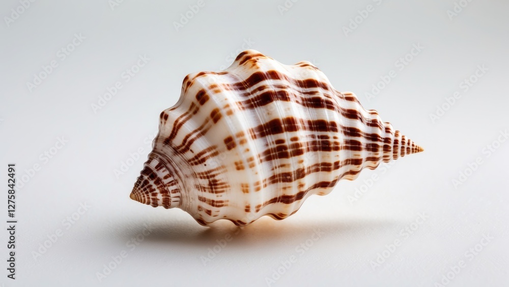 Poster elegant seashell with intricate brown patterns isolated on white, symbolizing simplicity and the bea