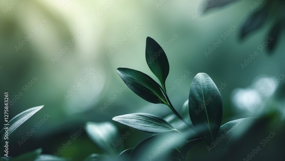 Poster nature abstract with green leaves and soft blurred background for ecology concepts and nature themes