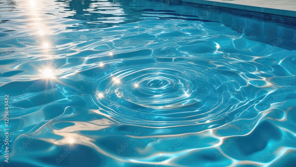 Aufkleber rippling blue water surface in swimming pool with sun reflections creating a tranquil and inviting a