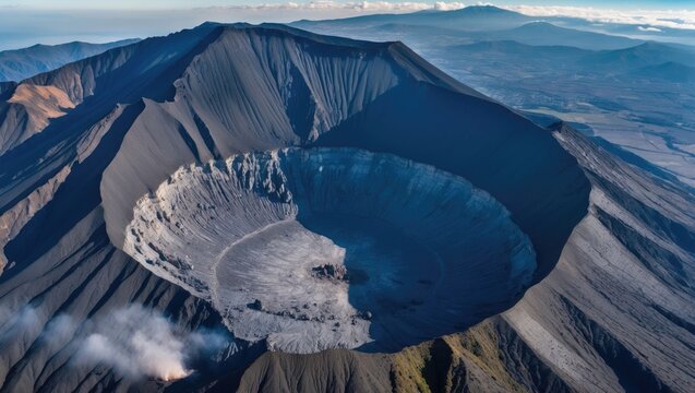 Aerial View of Silvestri Lava Volcano Crater at Mount Etna with Clear Sky and Scenic Landscape Ideal for Text Overlay or Nature Imagery
