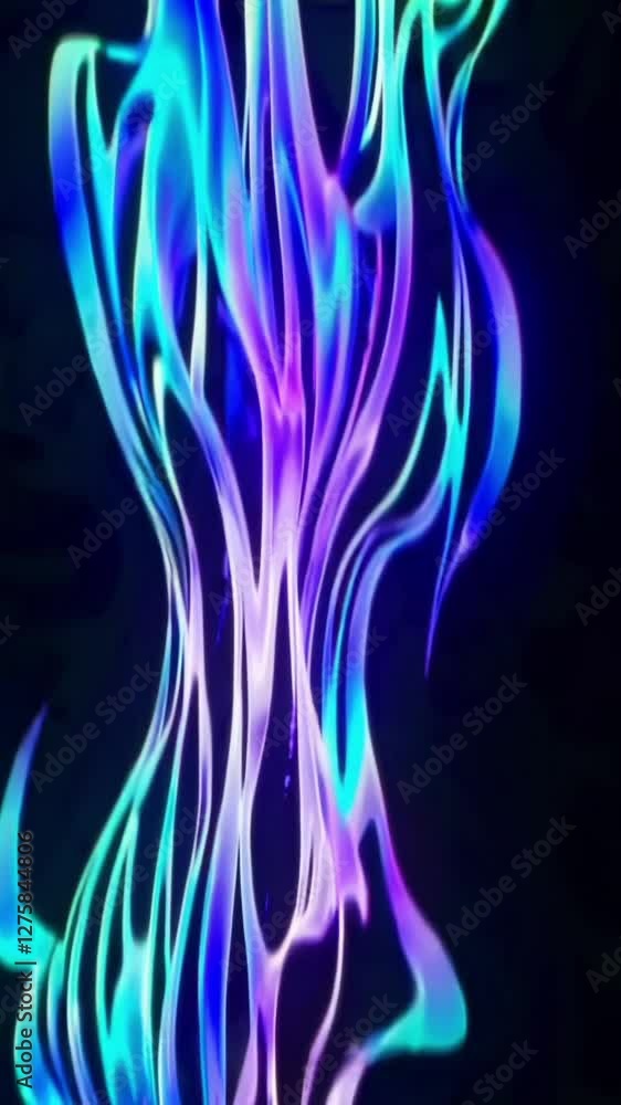 Poster mesmerizing abstract neon light waves dance in dynamic flow with colorful transitions