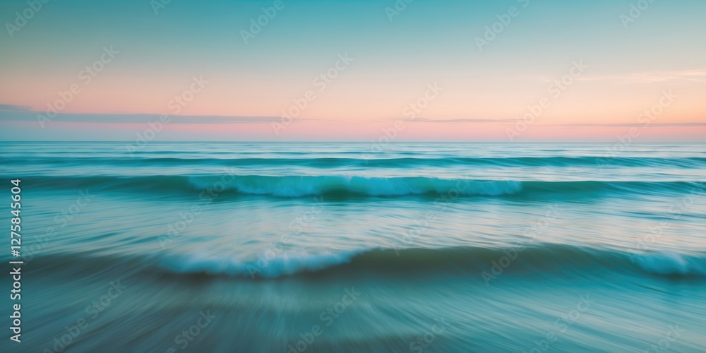 Poster abstract ocean seascape with soft waves and gentle color gradient for minimalist designs and text ov