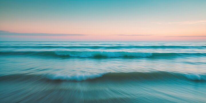 Abstract Ocean Seascape with Soft Waves and Gentle Color Gradient for Minimalist Designs and Text Overlay in Retro Style.