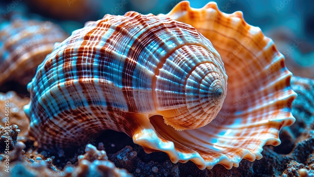 Poster intricate isolated seashell displaying stunning patterns and textures ideal for beach-themed designs