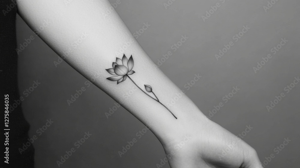 Canvas Prints Delicate Lotus Tattoo Design