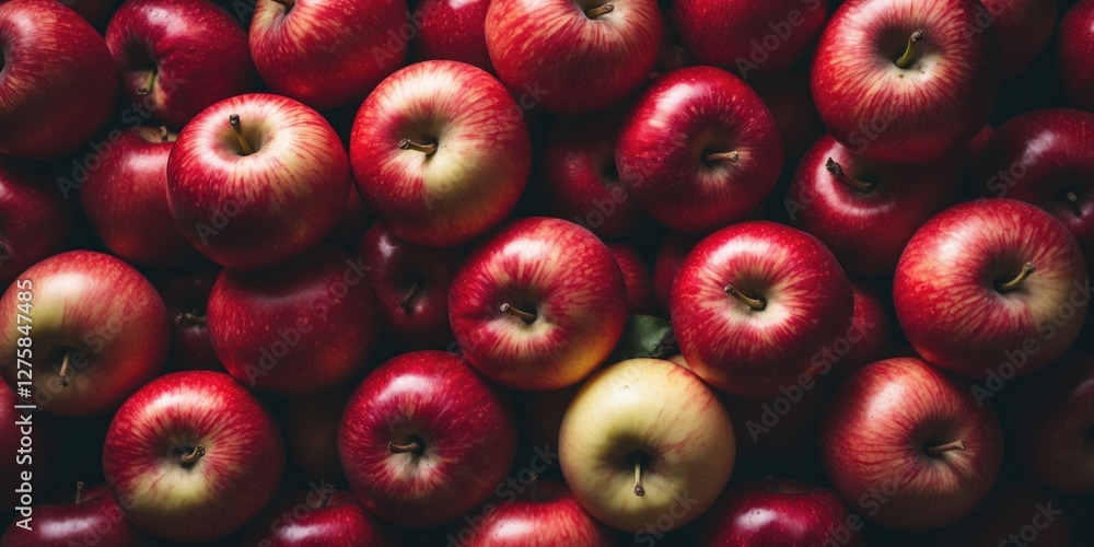 Poster vibrant background of freshly picked red apples with space for text or design elements