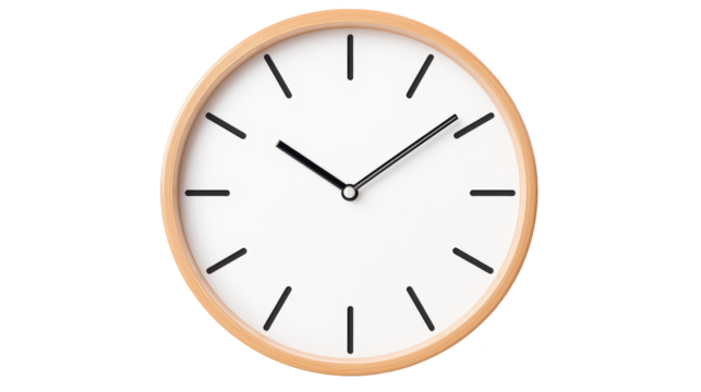 Timeless elegance, classic white clock face with black hands, minimalist wall clock design for modern home decor