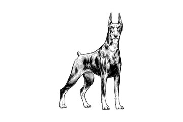 hand drawn doberman dog illustration