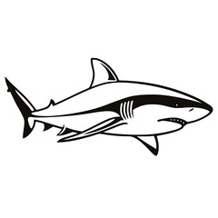 Obraz premium Angry shark logo template illustration with white background. 