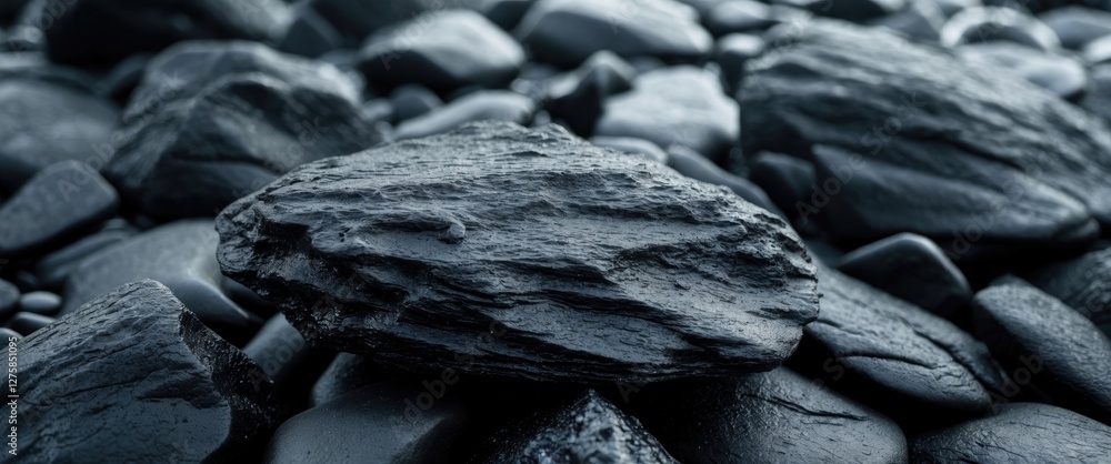Poster black sea rocks with smooth textured surface and ample space for text overlay