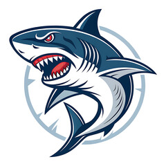 Naklejka premium Angry shark logo type template illustration with white background.