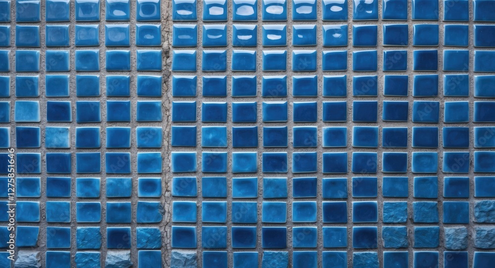 Poster blue mosaic tiles background texture ideal for design projects and interior decoration with space fo