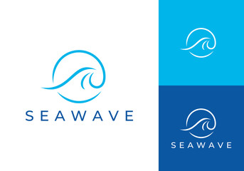 circle sea wave logo vector graphic design